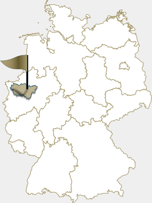 Karte von den Einsatzgebieten und Standorten des KFZ Gutachter Jörg Langer im Ruhrgebiet Herne Duisburg Essen Dinslaken